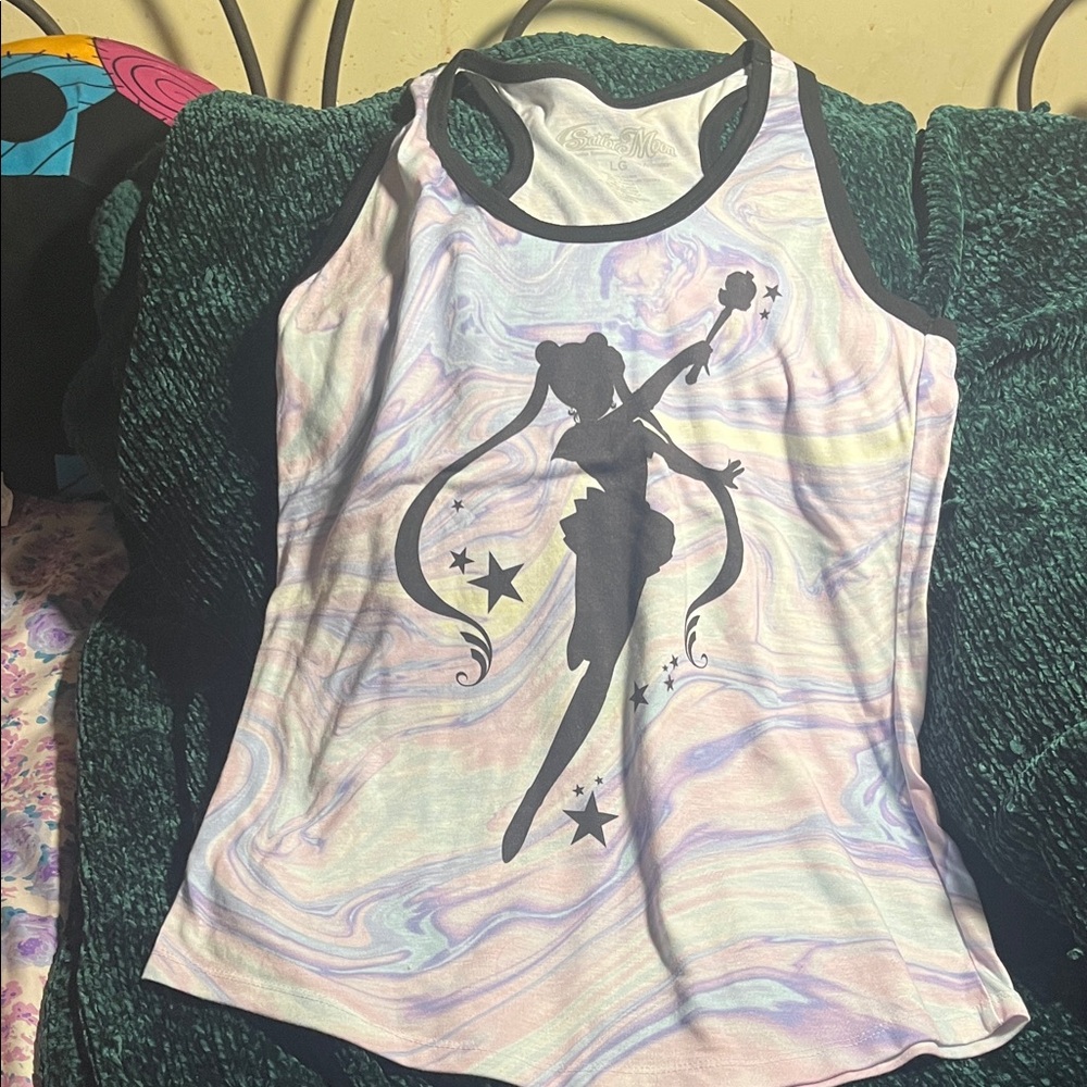 Pastel Tank Top with Silhouette Design